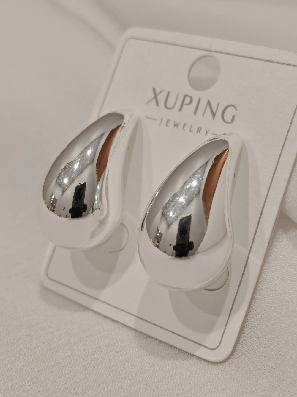 Серьги Xuping «Зеркальная капля» Silver