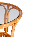 ТЕРРАСНЫЙ КОМПЛЕКТ "PELANGI" (стол со стеклом + 2 кресла) /без подушек/ ротанг, кресло 65х65х77см, стол диаметр 64х61см, Honey (мед)