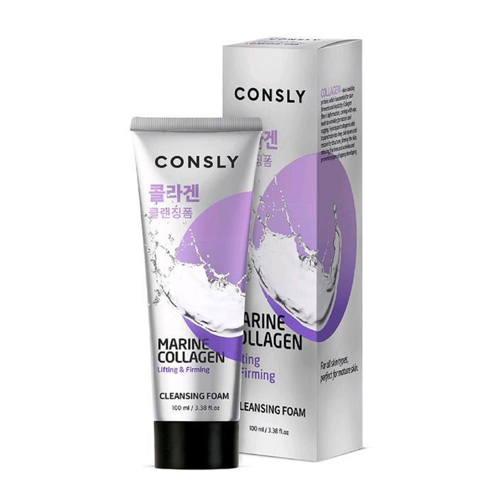 Укрепляющая кремовая пенка для умывания с морским коллагеном, 100мл, Consly