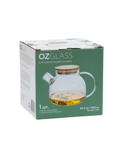 Чайник стеклянный с бамбуковой крышкой 600 мл