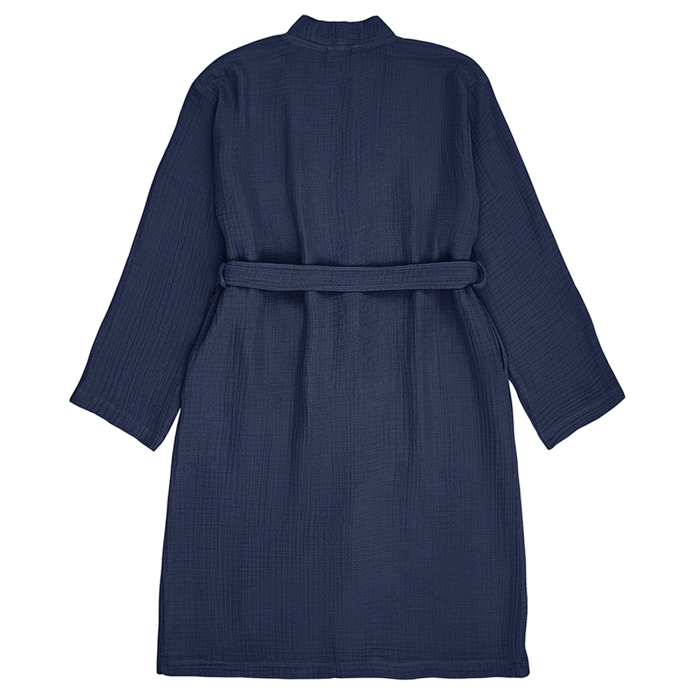 Халат из многослойного муслина темно-синего цвета из коллекции essential, размер m