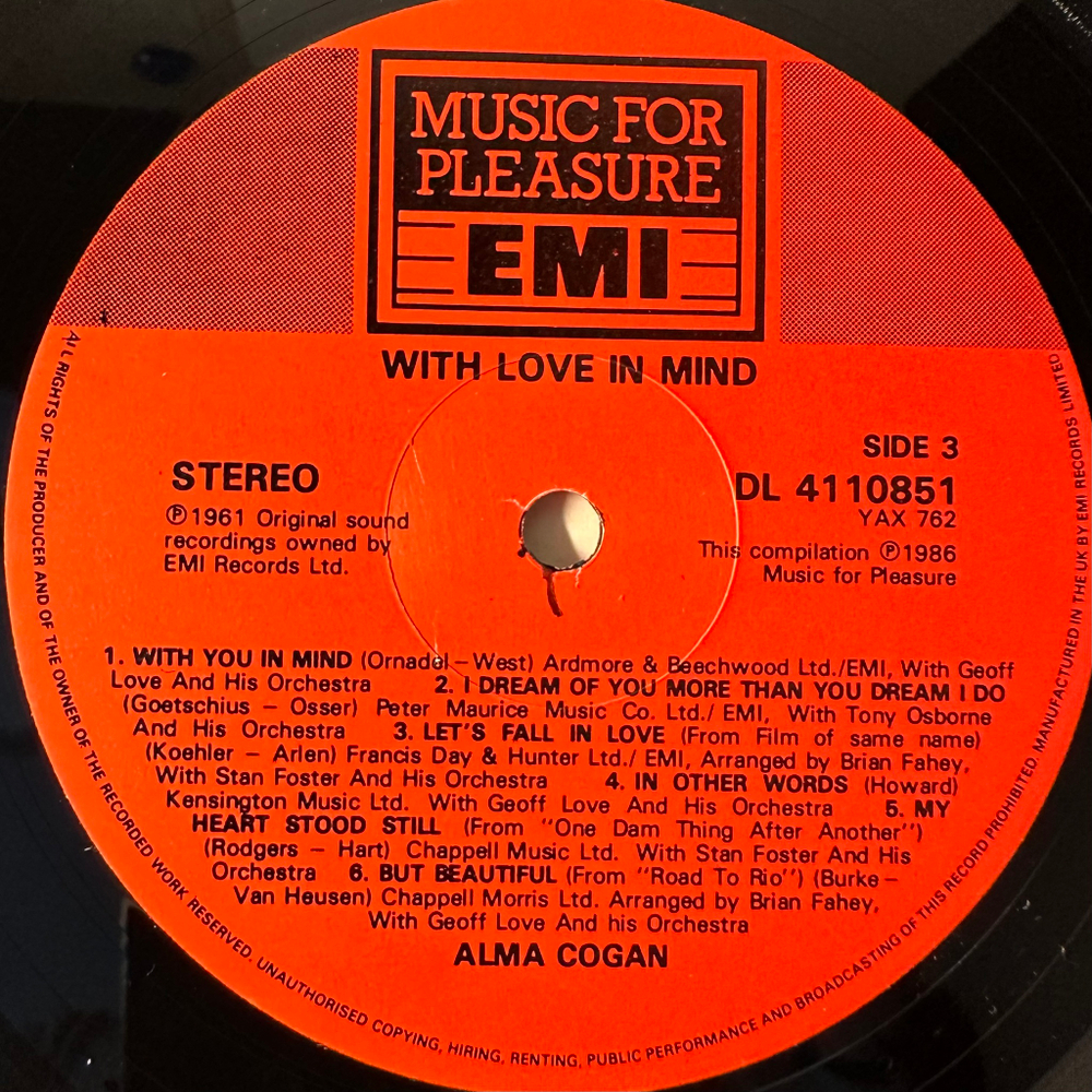 Alma Cogan ‎– With Love In Mind 2LP (Англия 1986г.)