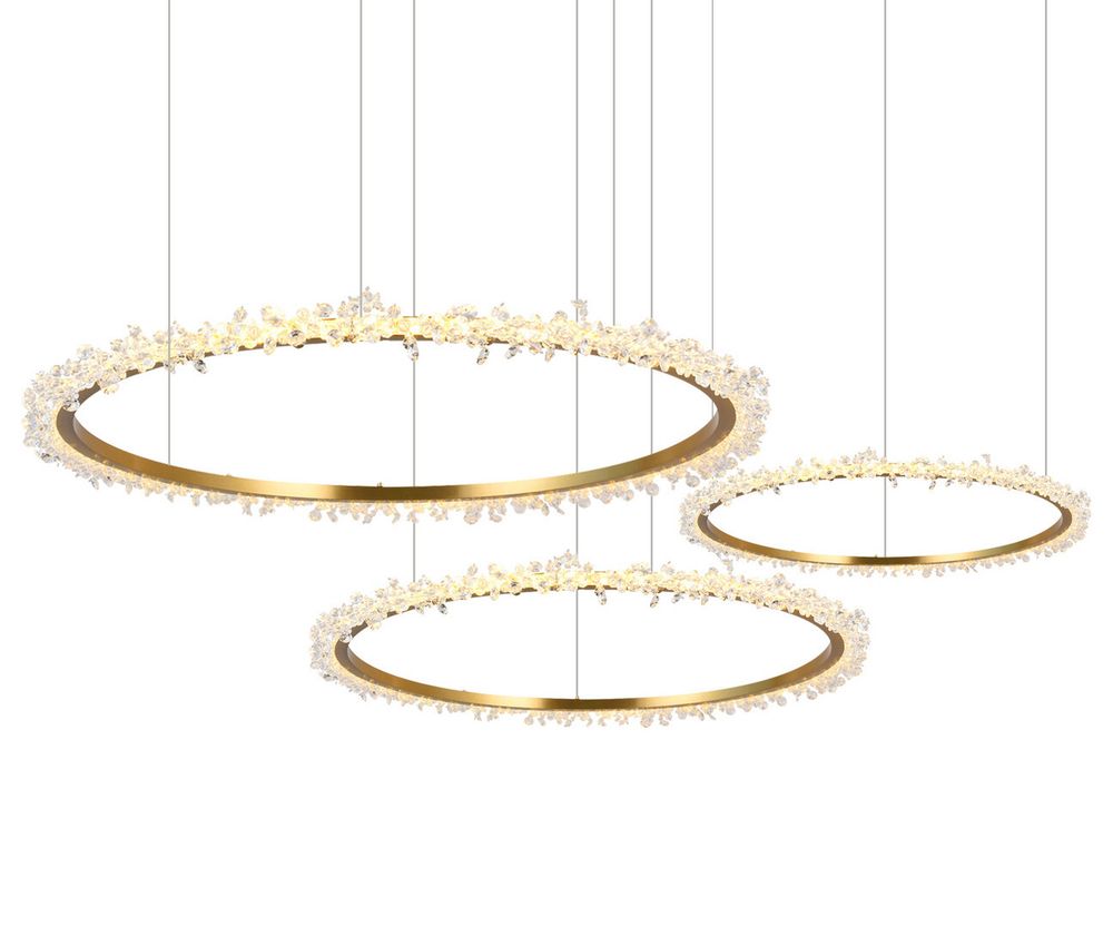 Люстра ЛаураЛюкс латунь d80+60+40 h50-150 Led 109W (3000K)