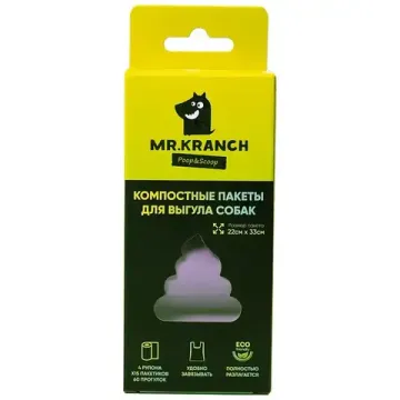 Mr.Kranch пакеты для уборки за животными  (4 рулона по 15 пакетов)