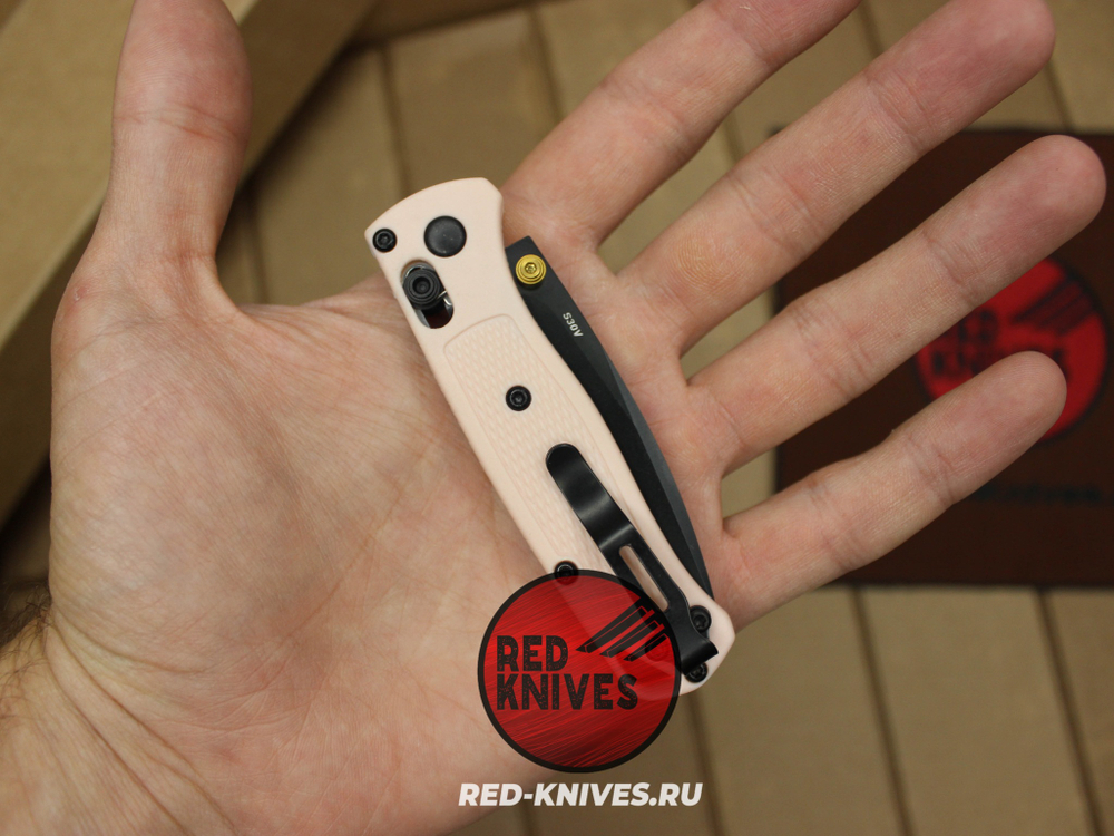 Нож Benchmade 533 Bugout Mini - розовый нейлон, клинок черный RK/Н26