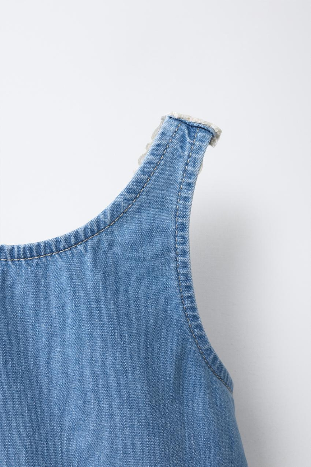 ZARA ДЖИНСОВЫЙ ТОП КРОШЕ, СИНИЙ