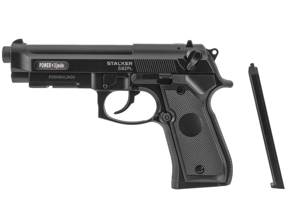 Пистолет пневматический Stalker S92PL (Beretta 92) к.4,5мм, 12г CO2, пластик, 120 м/с (12 шт./ уп.)