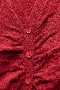 ZARA КАРДИГАН С ЦВЕТОЧНЫМ УЗОРОМ, КРАСНЫЙ