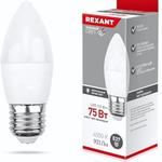 Лампа светодиодная Rexant, 9,5Вт, свеча, E27, 220В, 903Лм, 2700К (10)
