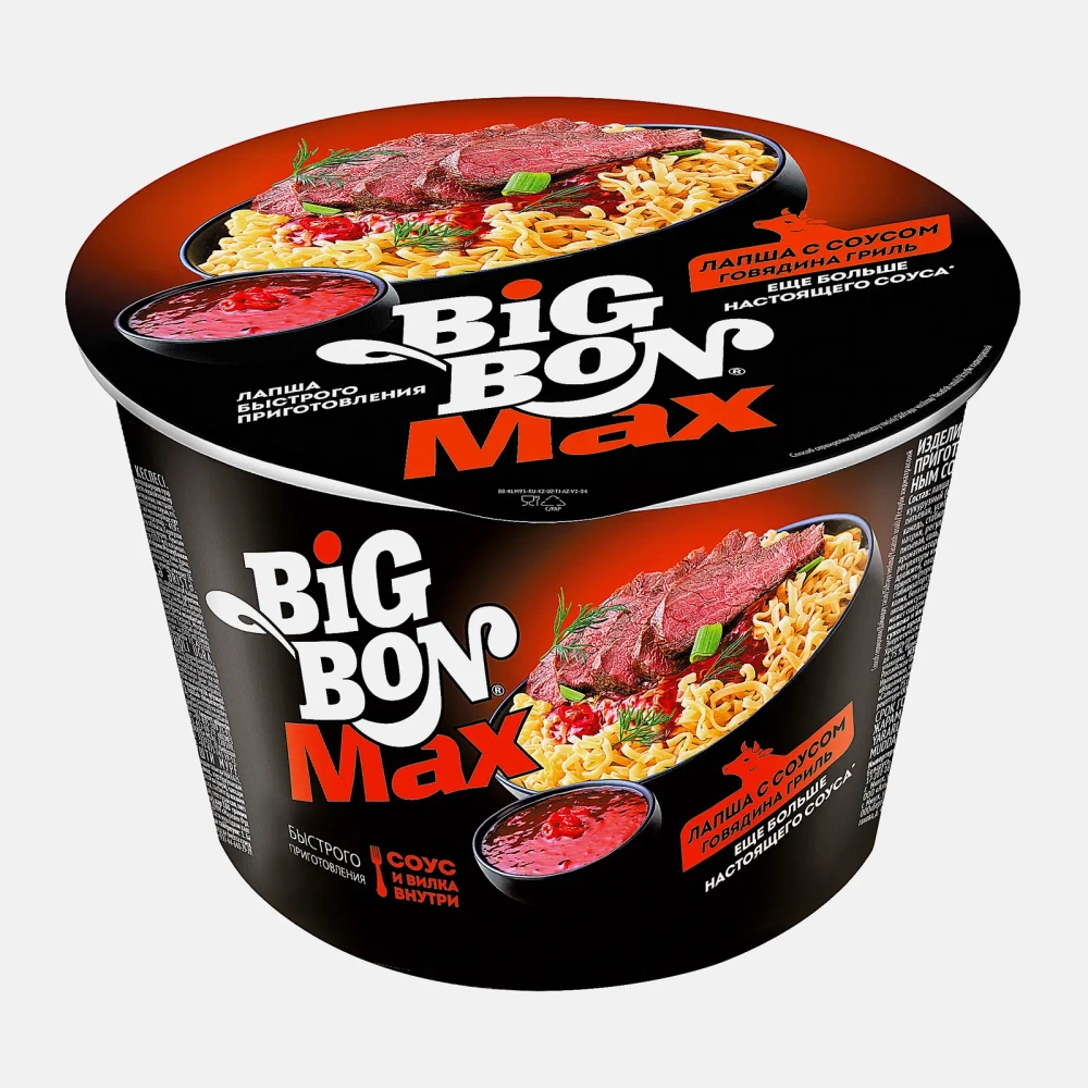 Лапша Big Bon Max с соусом говядина гриль 95г