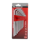 Набор удлиненных имбусовых ключей MATRIX TORX T10-T50, CrV, сатинирование, 9 шт. 12306