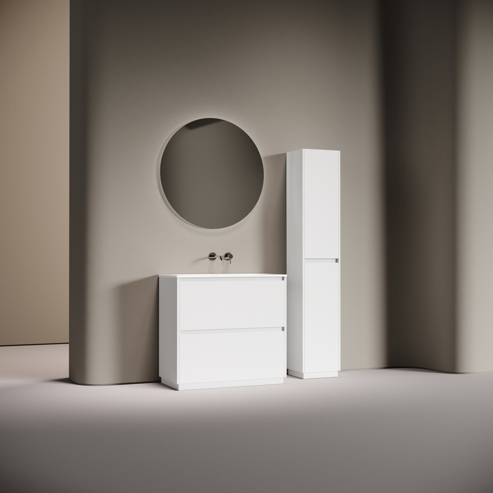 Тумба напольная Sancos Libra Floor с двумя ящиками 890х450х840, белый глянец, LB90FW