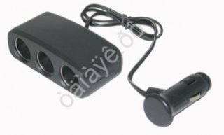 Разветвитель прикуривателя 3гнезда + провод КОРОТ\Weifeng\СРЕДН Гобразный\черный  WF320