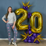 Шар (26"/66 см) Фигура, Звезда составная, Золото