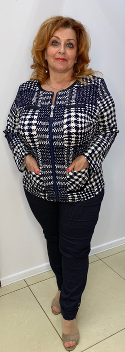 Темно-синий жакет на молнии с кармашками