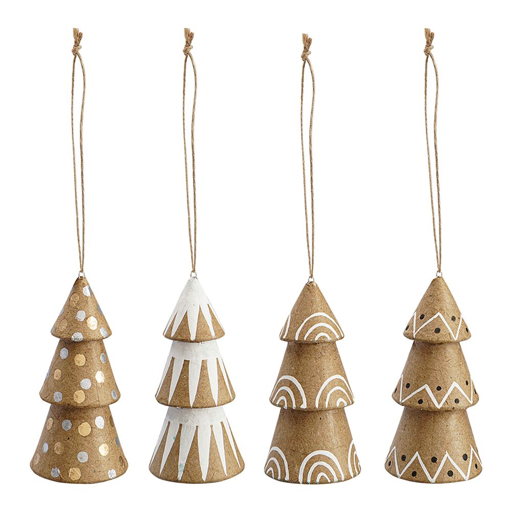 Набор елочных украшений из папье-маше Zero waste из коллекции New Year Essential, 4 шт.