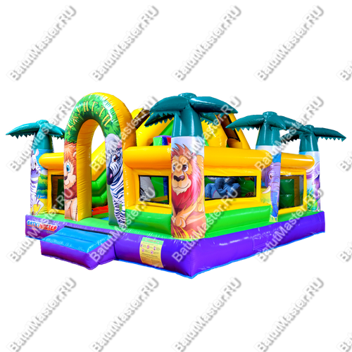 Коммерческий надувной батут "Сафари-джунгли со слоником"