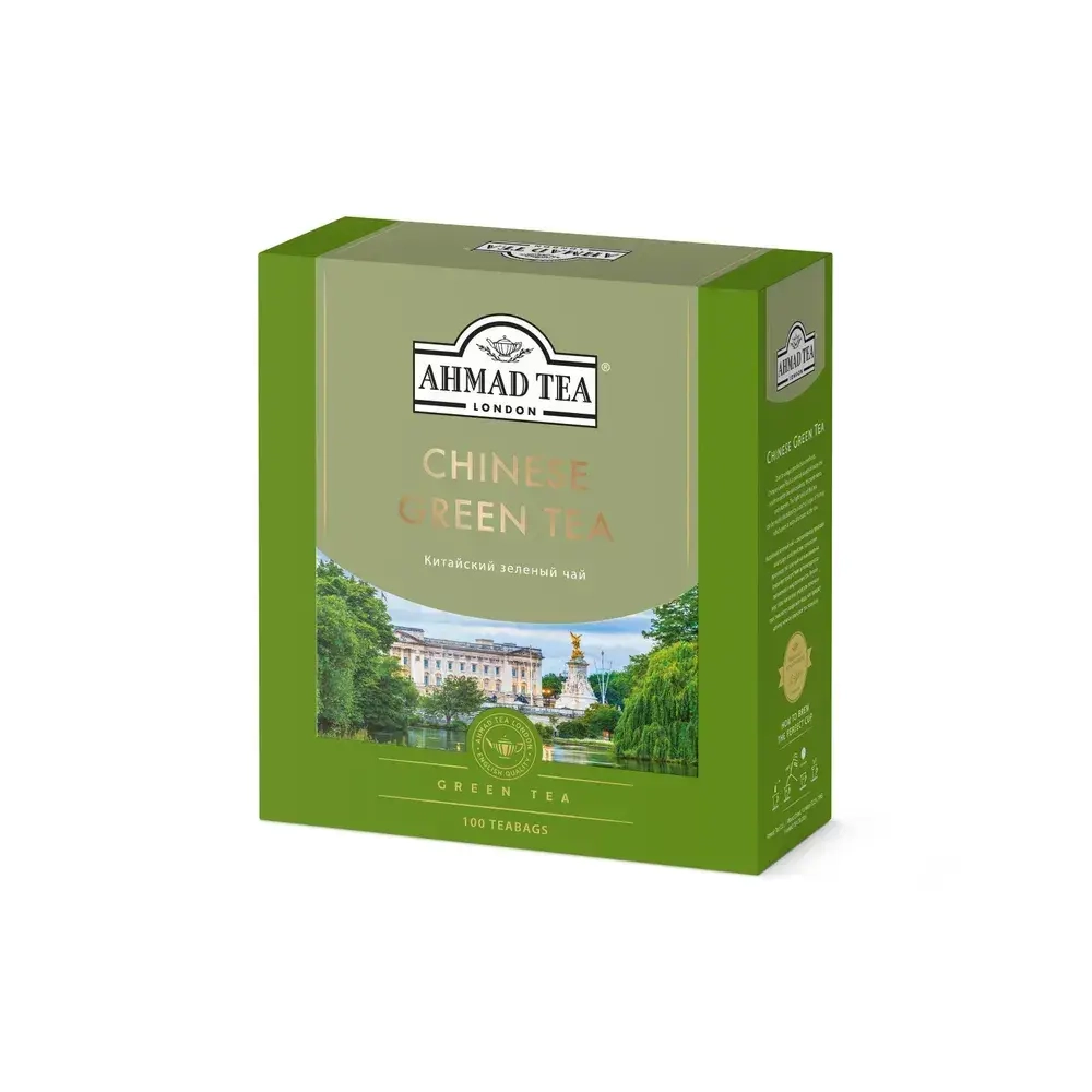 Китайский зеленый чай в пакетиках Ahmad Tea, 100 шт