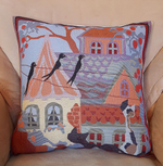 Наволочка гобеленовая декоративная для интерьерной подушки Кошачья жизнь - Лето 45х45