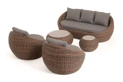 "Барселона" лаунж-зона из искусственного ротанга, цвет коричневый