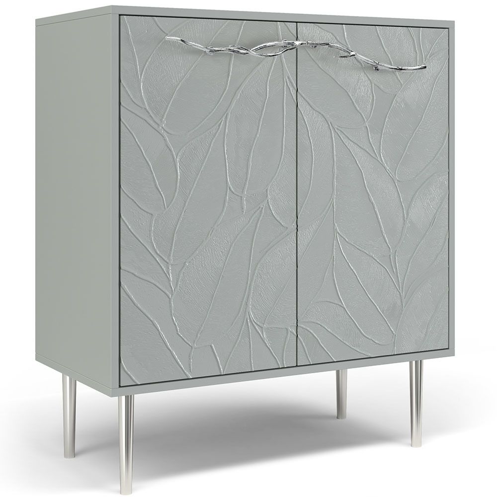 Комод Арт Колор leaves Стайл Сильвер с 2 полками Серый дым