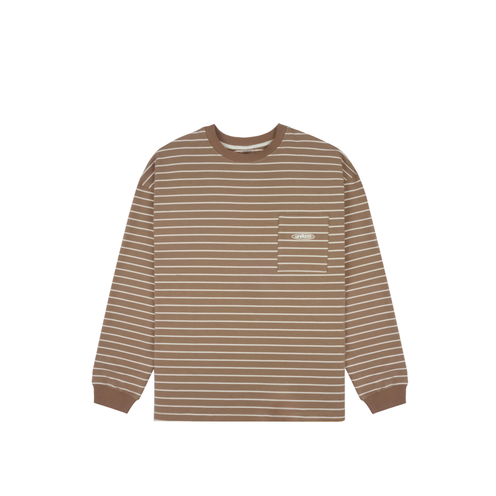 Лонгслив Uniform relaxed pocket stripe бежевый