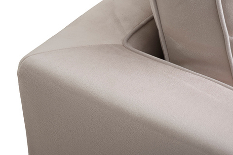 Диван велюровый трехместный Garda Decor Madrid Memory бежевый с кантом