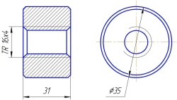 Гайка стальная трапецеидальная цилиндрическая KSM 16Х4