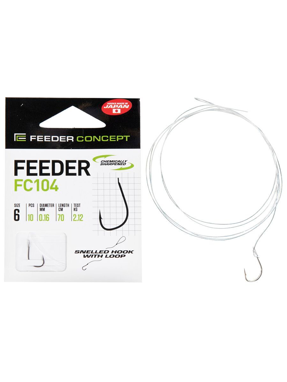 Крючки с поводком FC FEEDER серии FC104 70см, размер 006, 0,16мм (упк.10шт.)