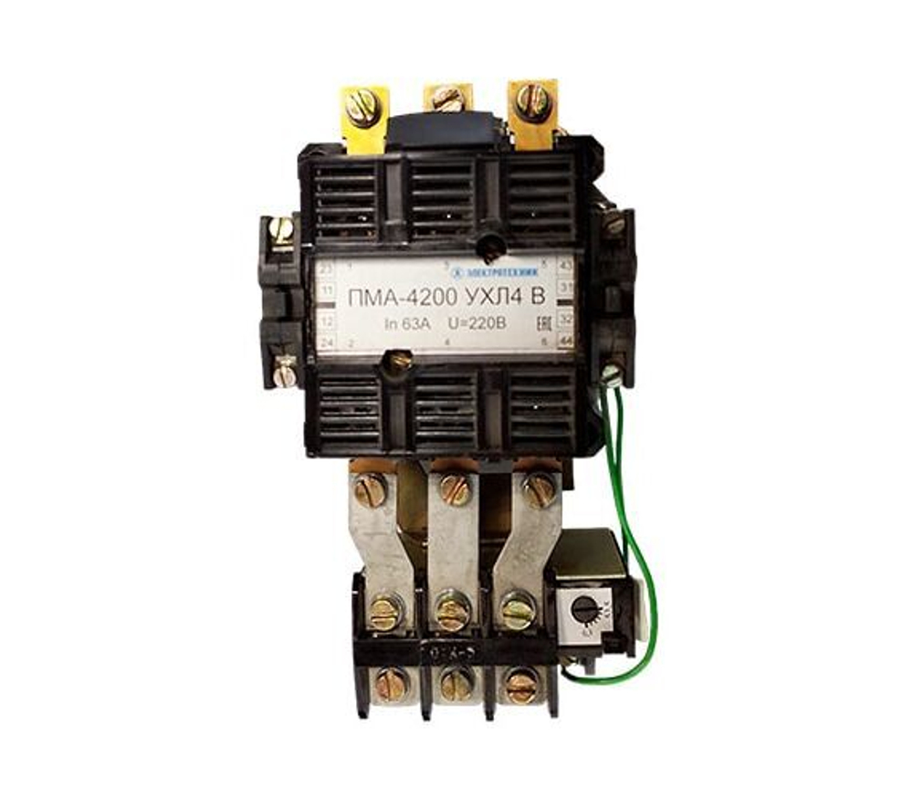 Пускатель электромагнитный ПМА-4200 УХЛ4 В, 220В, 2з+2р, 63А, , с реле РТТ-221П 53,5-63,0А, IP00 ЭТ ET001423