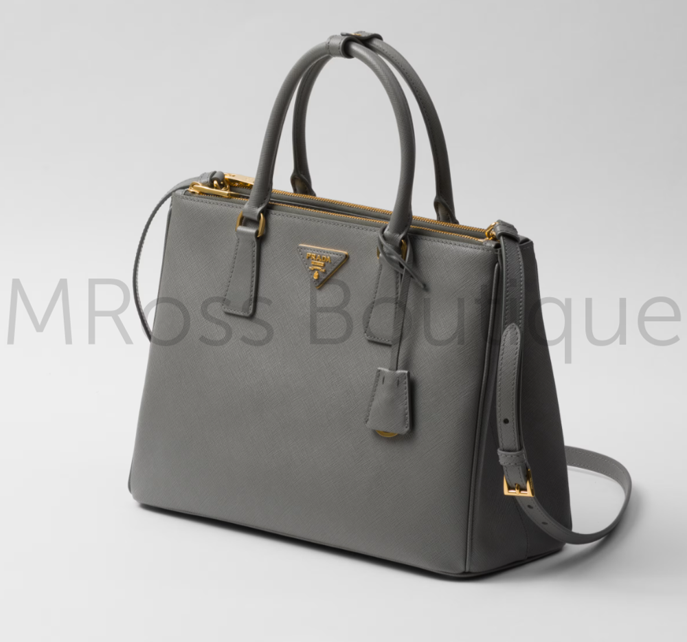 Серая сумка Prada Galleria из сафьяновой кожи