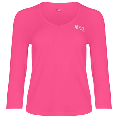 Женская теннисная футболка (dł. Рукава) EA7 Woman Jersey T-shirt - pink yarrow