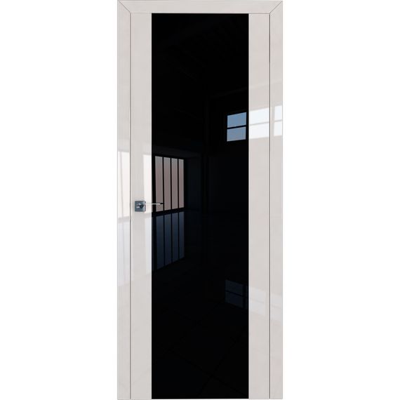 Фото межкомнатной двери экошпон Profil Doors 8L магнолия люкс стекло черный триплекс