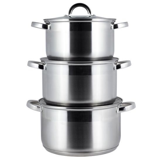 Набор кастрюль 6 предметов Kamille KM-5630S (4,5 л; 5,8 л; 7,8 л) из нержавеющей стали