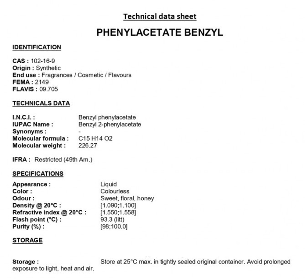 BENZYL PHENYLACETATE / БЕНЗИЛ ФЕНИЛ АЦЕТАТ CAS 102-16-9