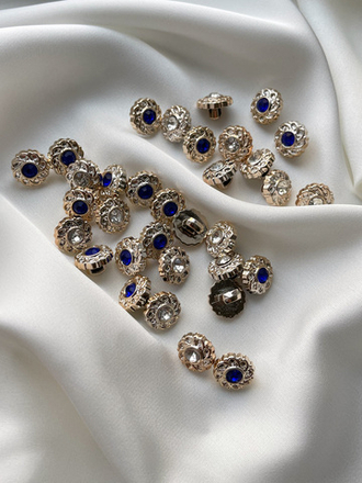 Пуговицы стразы синие 11,5 мм