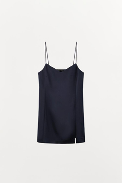 ZARA АТЛАСНОЕ МИНИ-ПЛАТЬЕ, МОРСКОЙ ЯРКО-СИНИЙ