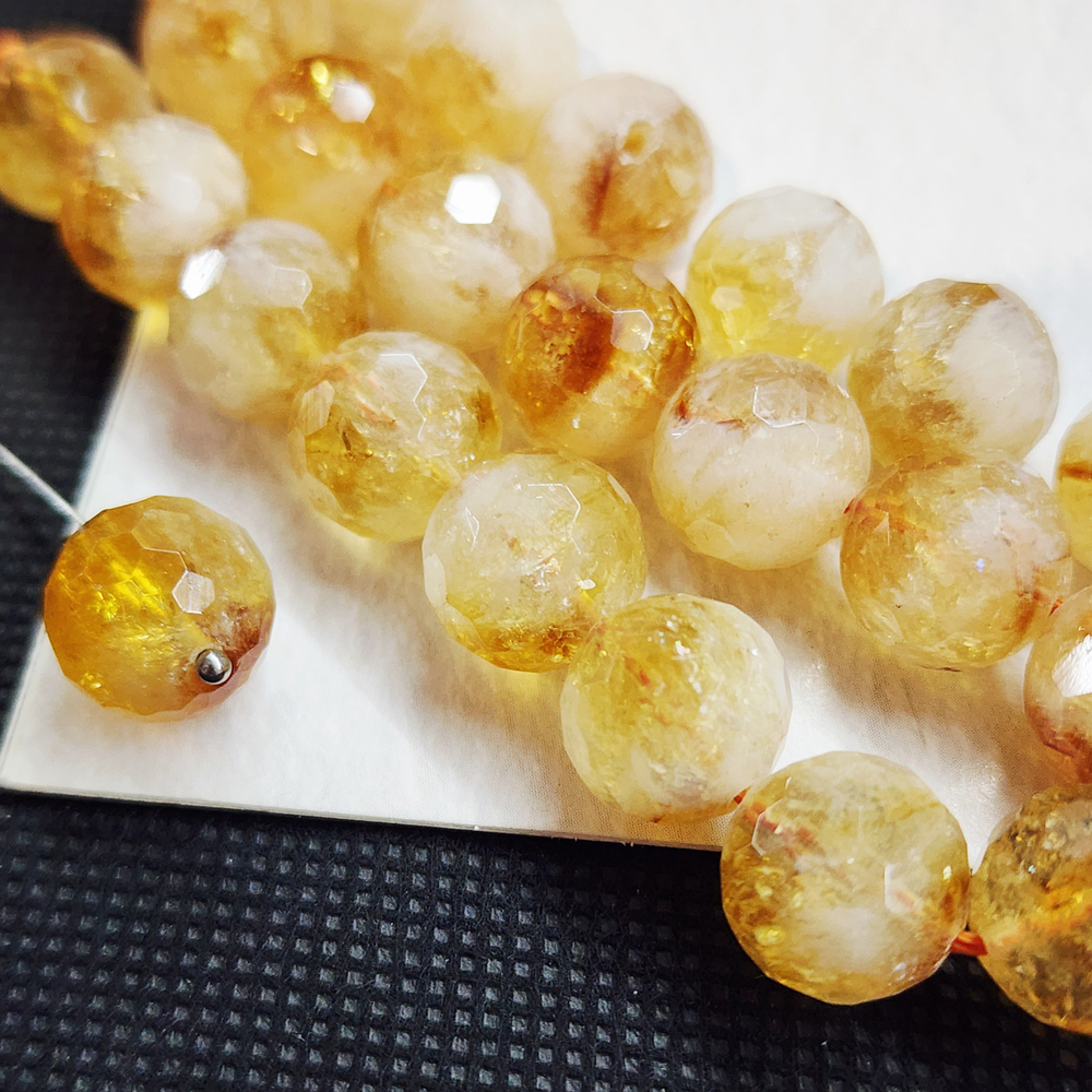 Цитрин, бусина шар 12мм, огранка, штучно