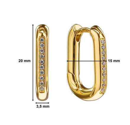 Хупы Овал с фианитами 20мм, gold