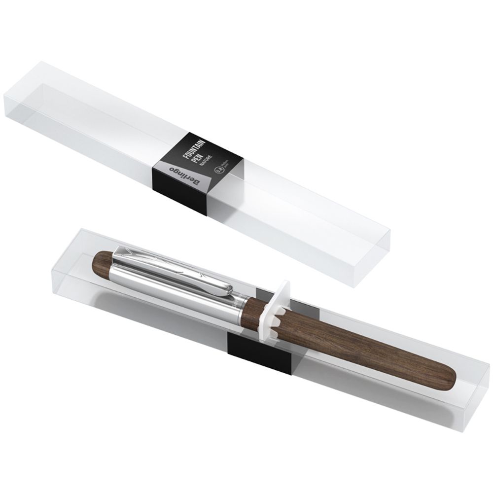 Ручка перьевая Berlingo Nature, чёрная, 0.8 мм, орех