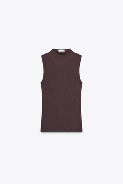 ZARA ТОП БЕЗ РУКАВОВ, ГРАНАТОВЫЙ