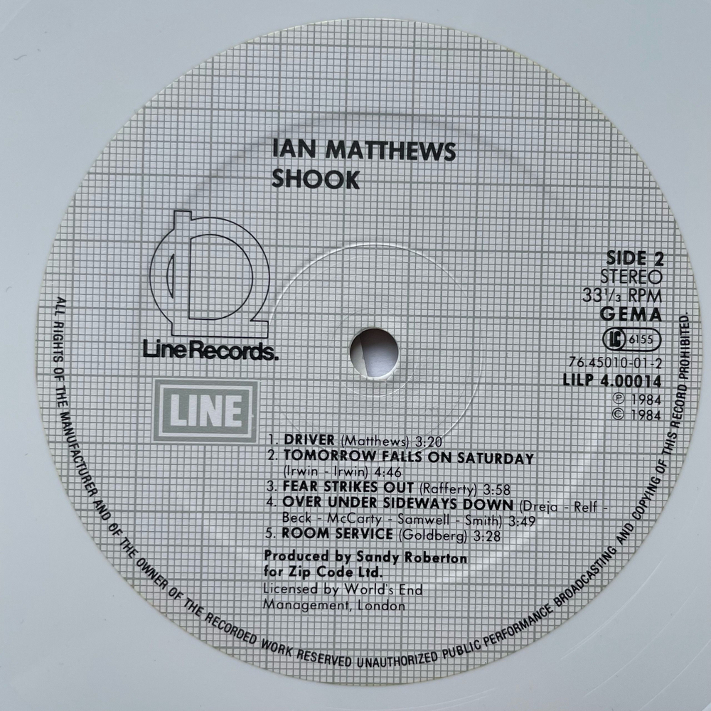 Винтажная виниловая пластинка LP Ian Matthews Shook (Германия 1985) (Белый Винил)