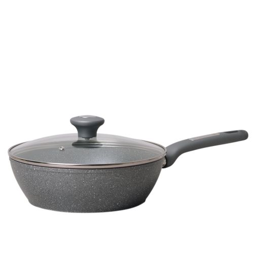 Сотейник 24 см. из алюминия с крышкой Kamille KM-4275GR с мраморным покрытием