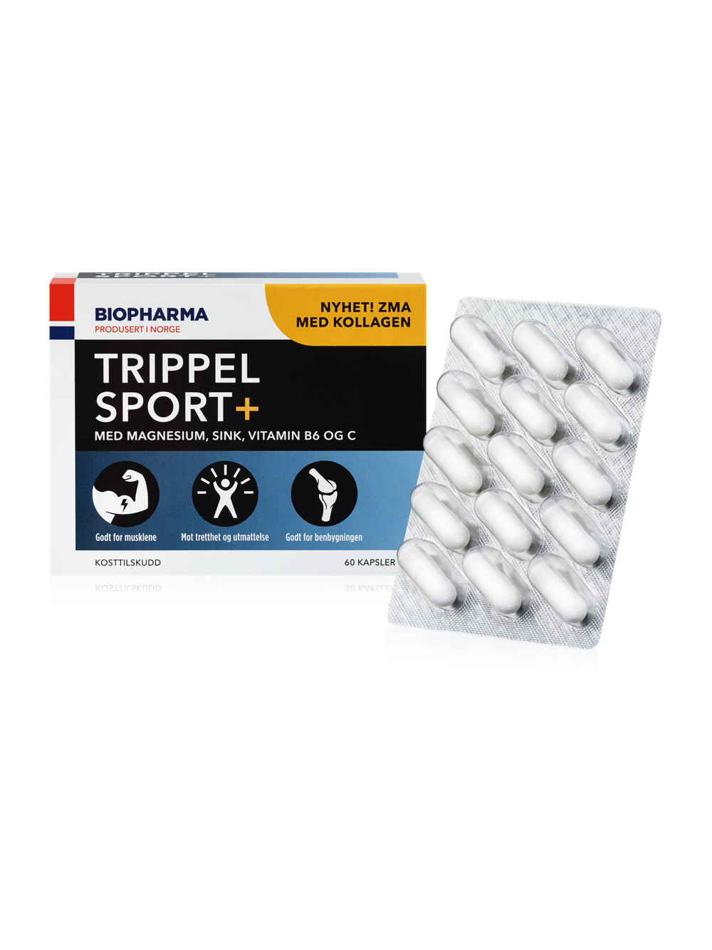 Витамины для спорта Biopharma Trippel Sport+ ZMA цинк, магний B6 коллаген для суставов