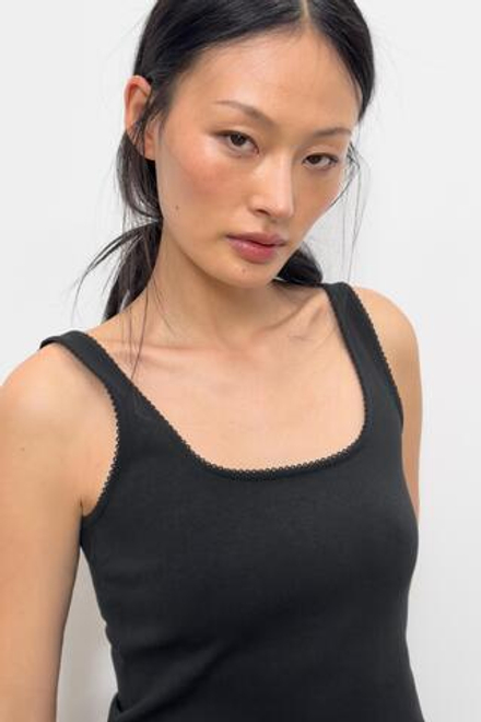 ZARA ТОП В РУБЧИК НА БРЕТЕЛЯХ, ЧЕРНЫЙ