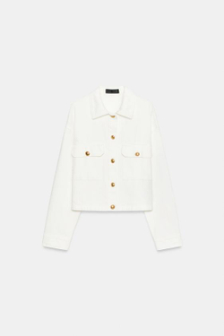 ZARA КУРТКА С ЗОЛОТИСТЫМИ ПУГОВИЦАМИ, БЕЛЫЙ
