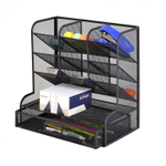 Подставка-органайзер д/канцтоваров, Alingar, металлическая, 27*15*27 см, 11 отделений, выдвижной ящик, черный