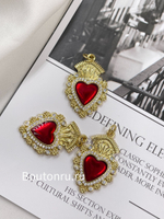 Подвеска "Пылающее сердце" со стразами золотистая