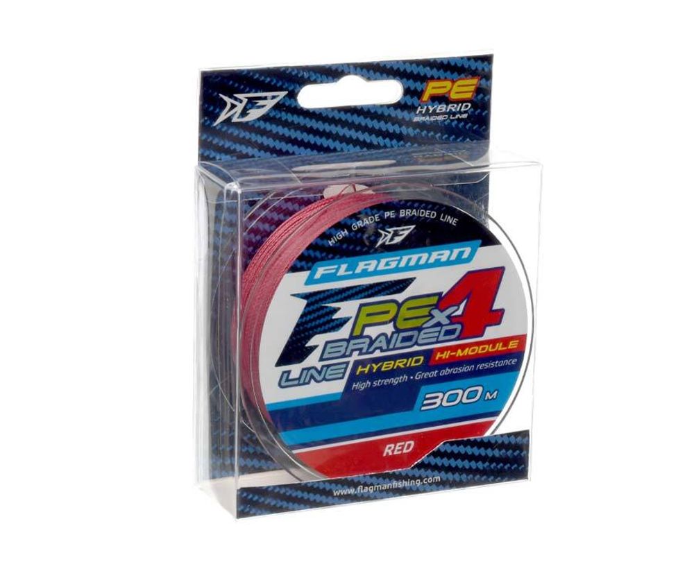 FLAGMAN Шнур PE Hybrid F4 300м Red 0,45мм 29,5кг 65lb