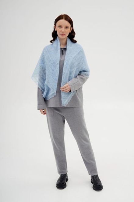 Оренбургский пуховый платок-паутинка с люрексом МАМ110-04/03